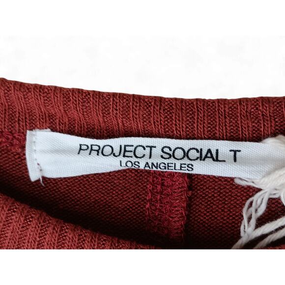 New Project Social T Los Angeles Rust Red Dolman Sleeve Sweater Women’s Medium - Picture 11 of 12